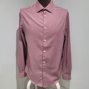 Tommy Hilfiger Men's All Season Stretch Gingham Oxford Button Down Shirt Med Red